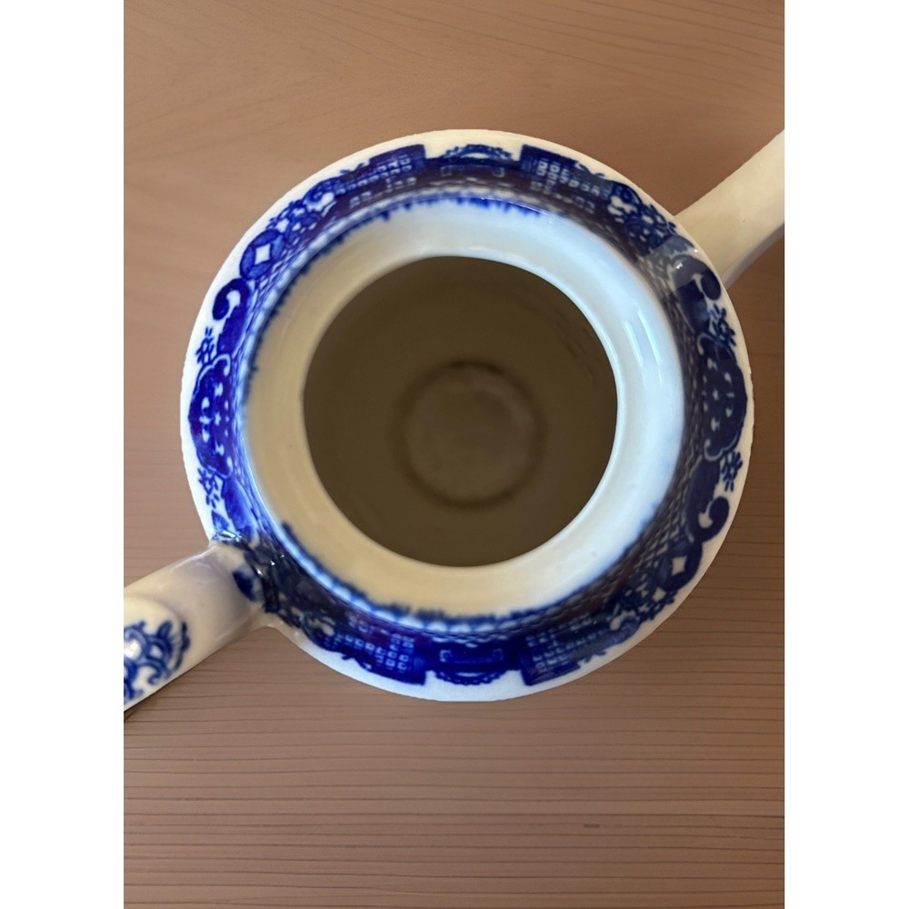 Vintage Blue Willow Tea Coffee Pot 7.5" Broken Lid Japan Blue white - Picture 7 of 9